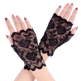 Women Short Lace Gloves Fingerless Bridal Gloves for Prom Party Wedding Fancy Dresses Cosplay 1920s Gloves