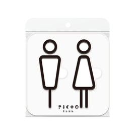 PICTOCLUB Restroom Unisex Pictogram Guide Sign Plate Matte Black
