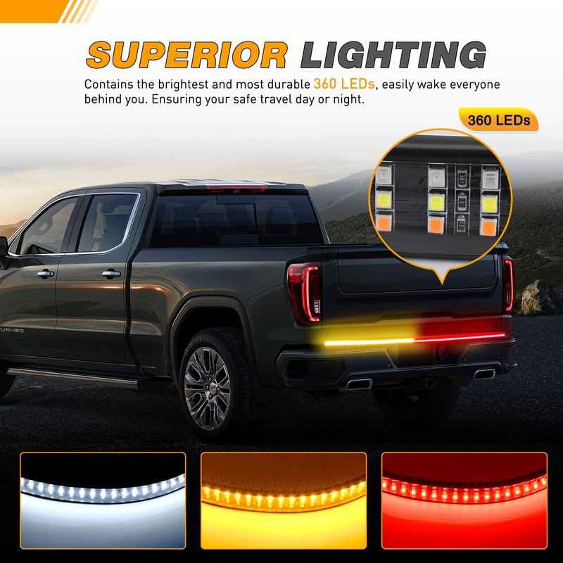 GOOACC Truck Tailgate Light Bar 48" Triple Row 360 LED