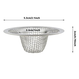 ZZHXSM Kitchen Sink Strainer, 2-Pack Stainless Steel 2-Inch Diameter Round Mesh, Bathroom Bathtub Washbasin Garbage Disposal Basket Filter