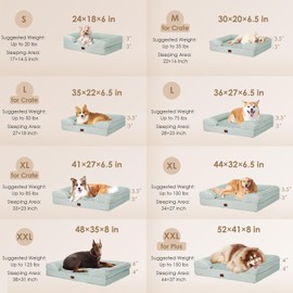 EHEYCIGA Orthopedic Dog Bed for Small Dogs, Waterproof Memory Foam Small Dog Beds with Sides, Non-Slip Bottom and Egg-Crate Foam Medium Pet Couch Bed with Washable Removable Cover, Sage Green