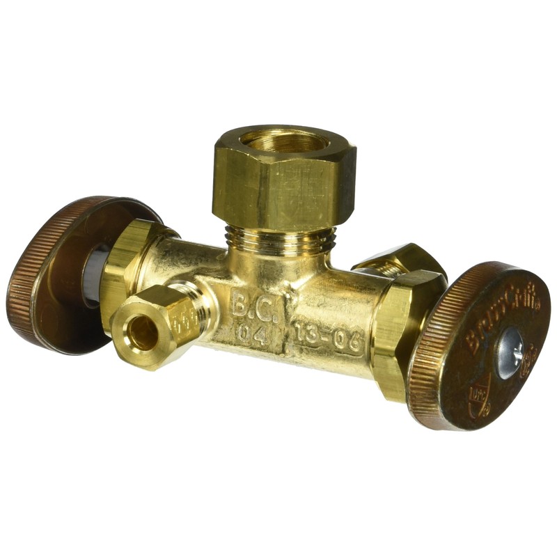 Brasscraft CR1900DVX R CR1900DVXR Shut-Off Stop-Compression Inlet Rough Brass Dual