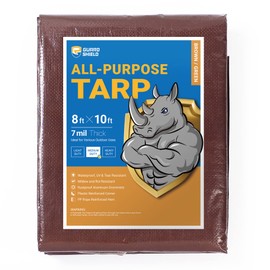 GUARD SHIELD Brown/Green Tarp 10x10 Feet Medium Duty Outdoor Waterproof Multi Purpose Poly Tarps Cover 7mil