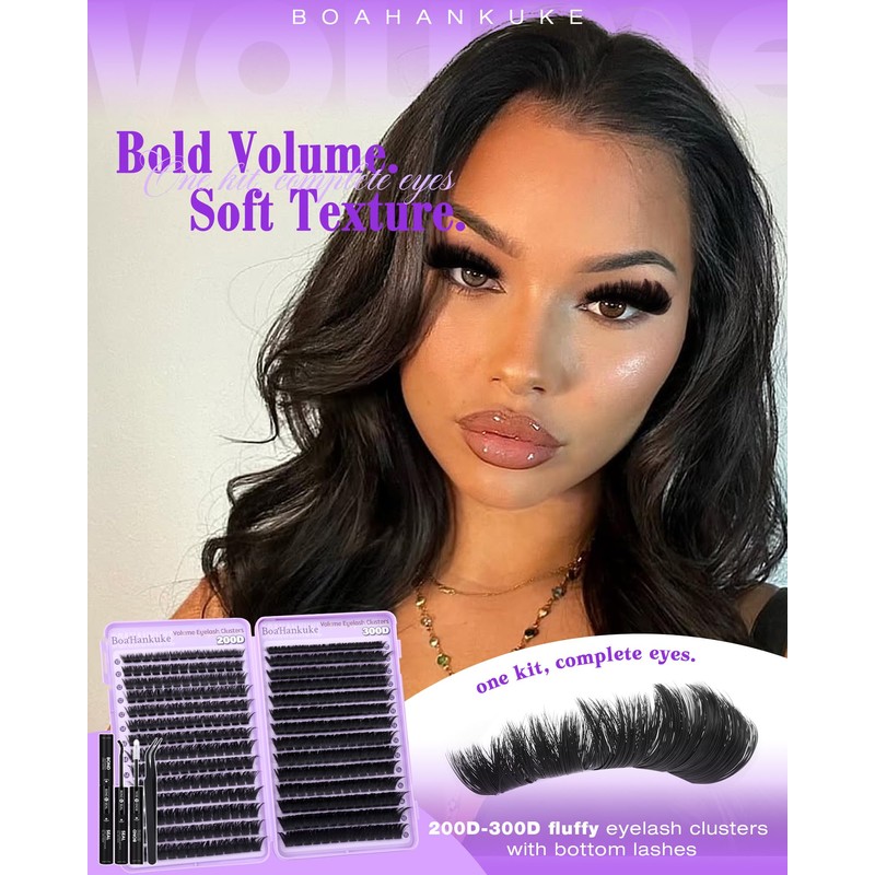 Lash Clusters Kit Thick Eyelash Clusters Kit 200D/300D Volume Individual