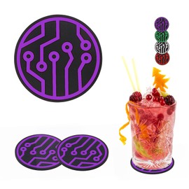 Car Cup Coasters 2 Pack, 2.75 Inch Soft Rubber Pad, Universal Auto Cup Holder Drink Coasters, Auto Cup Holder Insert Drink Coaster Car Interior Accessories (Purple)