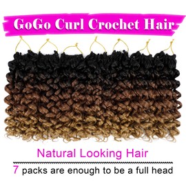 7 Packs GoGo Curl Crochet Hair 12 Inch Short Curly Crochet Hair for Women Beach Curl Water Wave Deep Twist Crochet Braids Synthetic Braiding Hair Extensions(12 Inch, T1B/30/27)