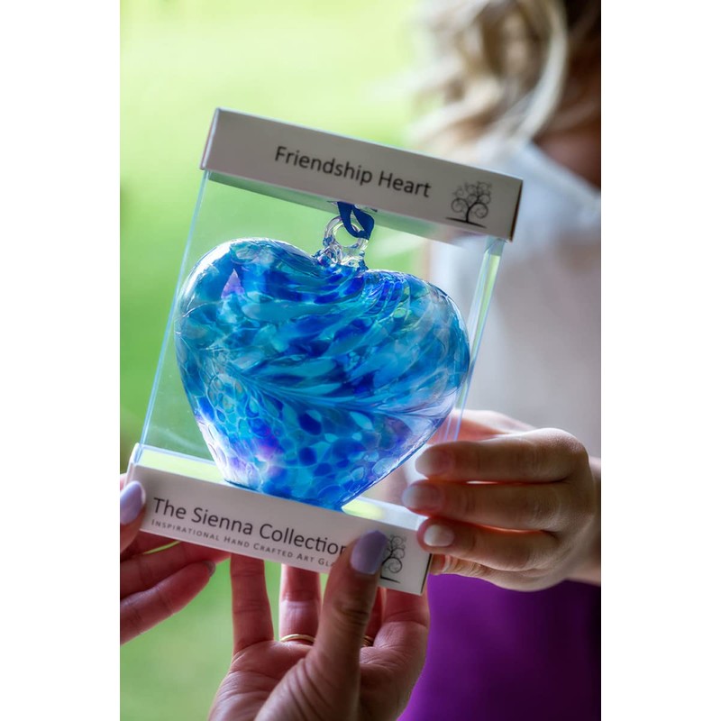 Sienna Glass HR8BL Friendship Heart, Blue 8cm