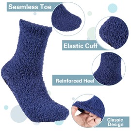 Firtink 6 Pairs Slipper Fluffy Socks Men with Gripper,Bed Cosy Warm Socks for Men,Grip Fluffy Socks, Fleece Winter Warm Sleeping Socks for Men