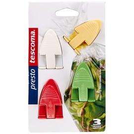 Tescoma Carrier Bag Clip, 4 Pcs “Presto”, Assorted, 18 x 10.5 x 3.1 cm