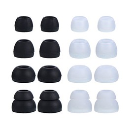 eBoot Replacement Earbuds Silicone Eartips Earpads Compatible with Skullcandy Earphones, Black and Clear, 8 Pairs