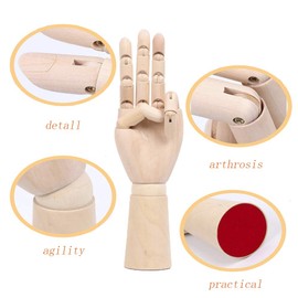 ZXZCTTC 2 Pack 7INCH Wood Hand Model Wooden Artist Drawing Manikin Articulated Mannequin Right Left Hand Drawing Figure Artist Manikin Hand Model Art Sketching Painting for Home Office Desk Decoration