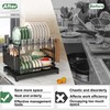 Dish Drying Rack 2 Tier,Space-Saving Dish Drainer with 360° Rotating