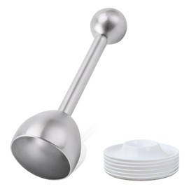 FESSOSKO 6 Pcs Plastic Egg Cups, Round Egg Cup with Stainless Steel Egg Shell Opener, Portable Egg Poacher Cups, Stackable, Smooth and Easy to Clean, Suitable for Kitchen and Restaurant, White