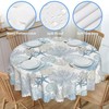 Eflxamz Round Tablecloth, Sea Shells Stars and Coral Waterproof Table