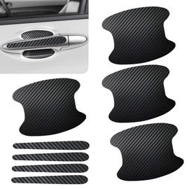 yorpyep 8 PCS Car Door Bowl Protectors, Carbon Fiber Leather Scratch-resistant Paint Guard, No-trace Self-adhesive Vehicle Door Bowl Protection Film, Universal for Most Cars, Trucks, SUVs (Black)