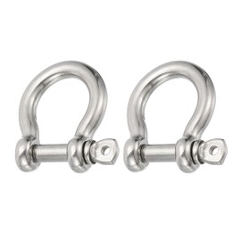 PATIKIL Screw Pin Shackle 10mm 3/8" 1410lb, 2Pcs 304 Stainless Steel Forged Bow Shackle Marine Grade for Chains Wire Rope Outdoor, Silver