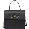 Betsey Johnson Devin Top Handle Black Fx Leather Bow Trim
