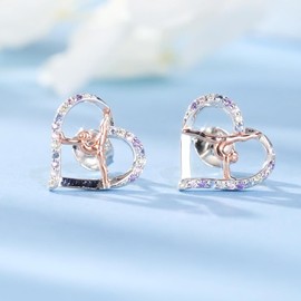 arete de plata de ley 925 para gimnasia, hipoalergénicos, para gimnasia, regalos para mujeres
