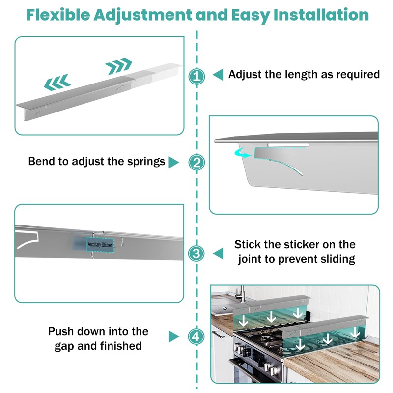 Stove Gap Covers Stainless Steel Stove Gap Filler,13.8'' to 27.5''