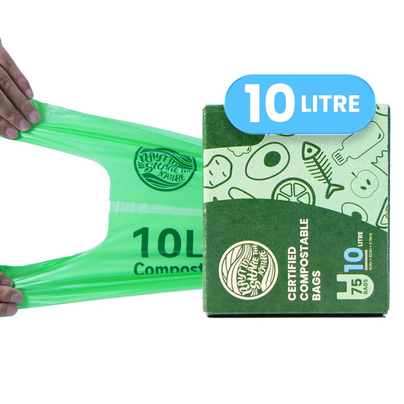 RAYTID Tie Handle Compostable Food Waste Bags 10L 75 Extra