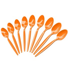 Orange Plastic Spoons (24 Pack) - Orange Spoons for Parties, Durable Plasticware, Colored Plastic Spoons, Plastic Utensils, Disposable Cutlery for Occasions, Party Plastic Spoon, Halloween Party