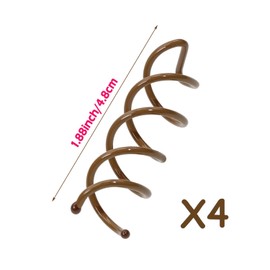 Mini Skater 1.96 Inch Brown Spiral Hair Pins Spin Pins Non-Scratch Round Tips Twist Screw Hair Pins for Women Buns DIY Stylish Updos, Premium 4Pack