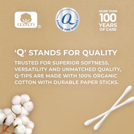 Q-tips Cotton Swabs Organic Swab Ultimate Home and Beauty Tool Made from Organic Cotton, Paper 400 Count(Pack of 4)
