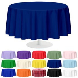 Mulbozy 12 Pack Navy Blue Round Tablecloth, 84 Inches Plastic Table Cover, Premium Disposable Round Party Tablecloth for Restaurant Dinners, Wedding, Grad Party, Baby Shower, Outdoor Camping