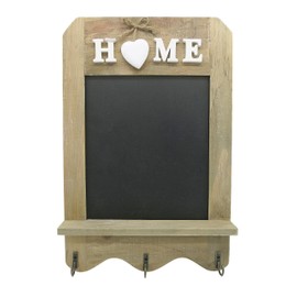 Stylish blackboard in vintage style - decorative blackboard with hooks & shelf - decorative chalkboard in country house style - slate board size 33 x 22 cm