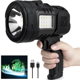 Lylting Rechargeable Spotlight, Super Bright 900,000 Lumen LED Spotlight Handheld Spot Lights Outdoor, Black, W5119
