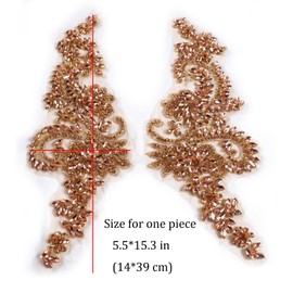 Labellezalady Luxury Look Shiny Rhinestone Pair Applique Patch in Gold Silver champgane AB Color for Prom Dress Belt Arts Crafts Sewing decorat (Champgane-B)