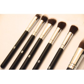 IB Essential 10pc Piece Luxury Black With Chrome Copper Silver Make Up Brush Brushes Set For Eyes & Face