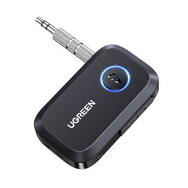 UGREEN Receptor Bluetooth 6.0, Adaptador Bluetooth Aux para Coche Audio Micrófono Incorporado, A2DP Estéreo y Llamadas Manos Libres en Auto, Bluetooth Jack 3.5 para Altavoces y Coche