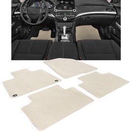 IKON MOTORSPORTS, Floor Mats Compatible with 2018-2022 Honda Accord, Black Nylon Carpet Front & Rear 4PC Set, 2019 2020