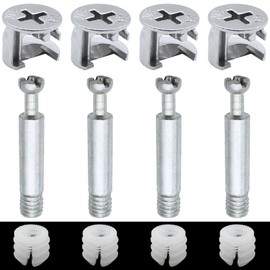 DXLing 25 Pieces Furniture Connection Sets Eccentric Fitting Furniture Connector Cabinet Connector Eccentric 14.5 mm Cam Fitting 34.5 mm M6 Screw-In Dowels and Plastic Nuts for Furniture Table Cabinets