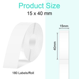 OFFCUP Label Maker Tape, 180 Labels/Roll 15 * 40MM Adapted Label Print Paper, Waterproof Anti-Oil Thermal Label Tape, Multipurpose Labeling Tape Replacement, for P11 P12 P15 D30 D35 HP1 HP3 Etc