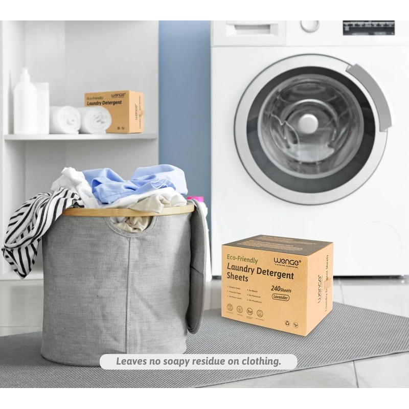 Wenge Eco-friendly Laundry Detergent Sheets - 240 Plastic-Free, Hypoallergenic Liquidless
