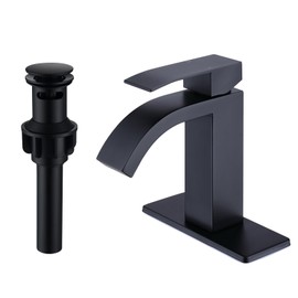 SevenGelok Bathroom Faucet with Bathroom Sink Drain 3 Hole Vanity Faucet SUS 304 Stainless Steel, SF4P-BK