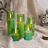 Eywamage Green Glass Flameless Candles with Remote Batteries, Flickering Slim