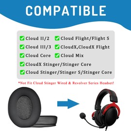 Adhiper HyperX Cloud II Ohrpolster Kompatibel mit Kingston HyperX Cloud I/II/III/Pro/Core/Alpha/Alpha S/Flight/Stinger/Mix/CloudX Gaming Headset Ohrpolster aus Kühlgel & Eisseidenstoff(Schwarz)