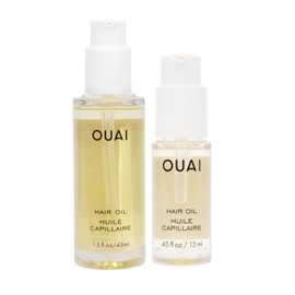 OUAI Acondicionador sin enjuague + paquete de aceite para el cabello, productos de peinado para el control del encrespamiento, protección del calor, desenredar y añadir brillo, cuidado del cabello sin parabenos ni sulfatos (2 unidades, 4.7 onzas/1.5 onzas)