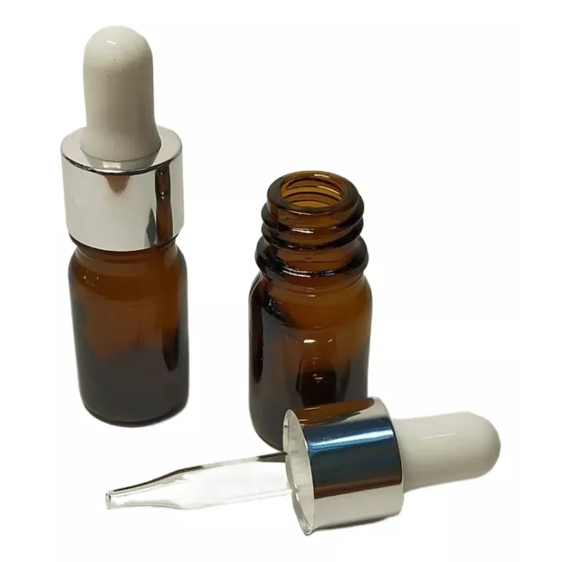 Meliar Frasco Gotero 5 Ml Ambar Rosca Bulbo Plata 18