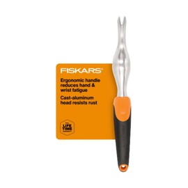 Fiskars Ergo Herramienta de deshierbe, Herramienta de Mano de jardinería Resistente con Mango ergonómico y Agujero para Colgar para Almacenamiento, Elimina malezas y raíces como Dientes de león y