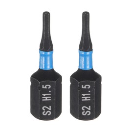 sourcing map 2pcs H1.5 Hex Screwdriver Bit 1/4" Hex Shank 25mm/1" Length Magnetic Hexagon Head Hex Bits S2 Steel Screw Driver Bit Industrial Grade Electric Drill Bits