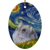 Whimsical Night Sky Russian Dwarf Hamster Christmas Ornament White Oval