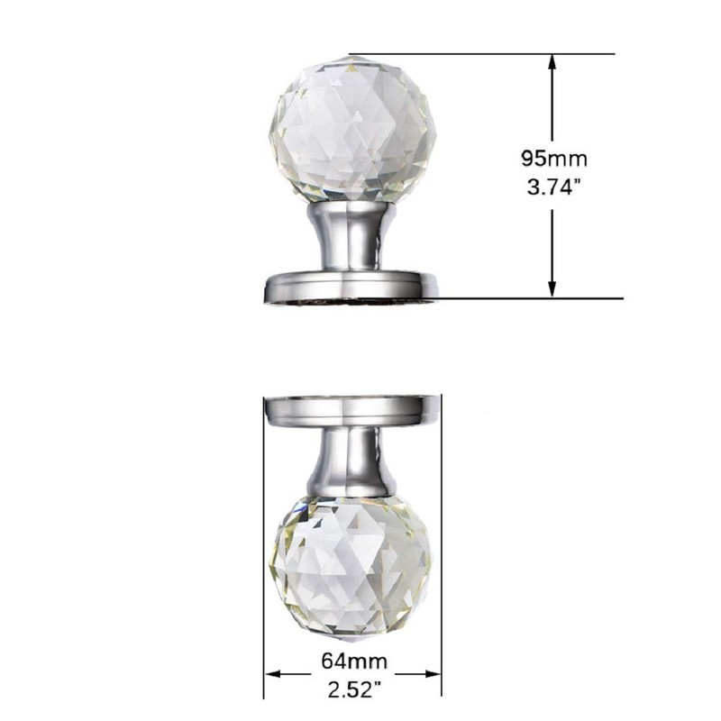 CLCTK 2 Pack Crystal Glass Dummy Door Knobs, Round Half-Dummy
