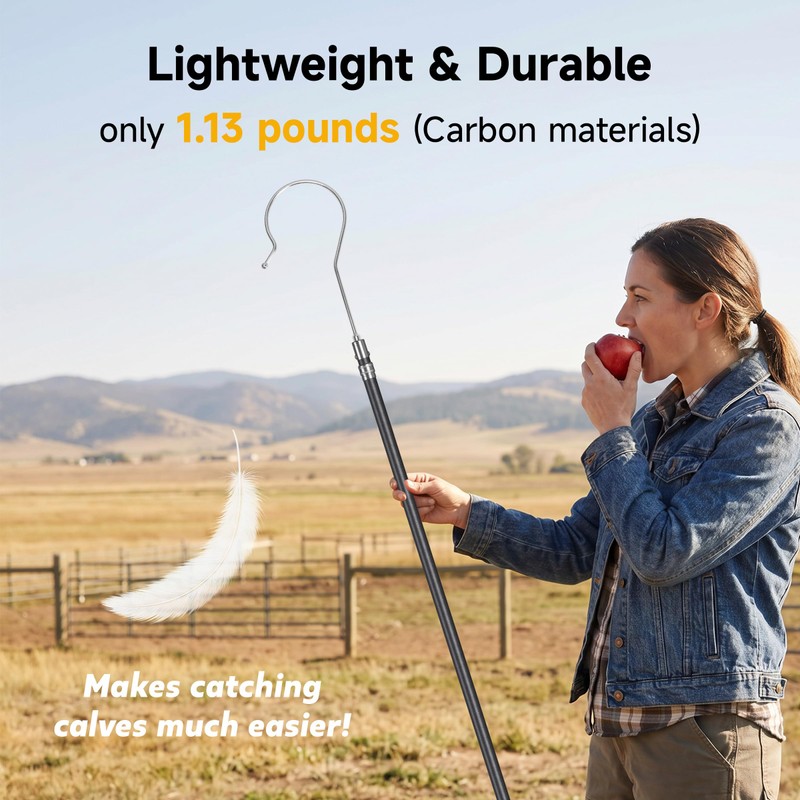 Lightweight Sheep Catcher Hook, 45"Carbon Shaft Leg Neck Goat Grabber