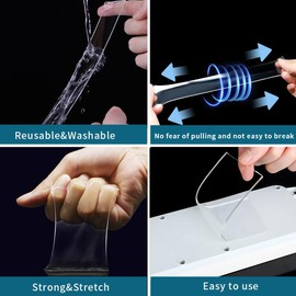 Thrseely 2 Pack Double Sided Adhesive Tape, Multipurpose Removable Mounting Tape, Reusable Strong Stick Wall Tape Strip for Poster Carpet Tape Sticky Items