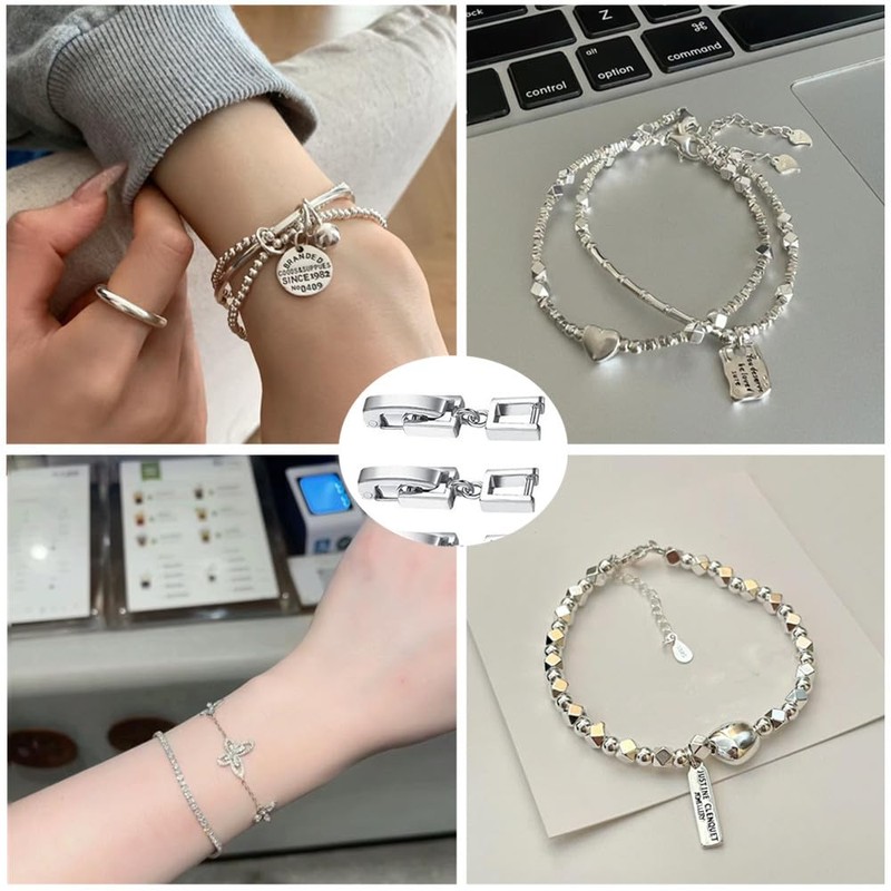 4 PCS Bracelet Extender Clasps,Granmagazz Fold Over Clasp, Fold Over