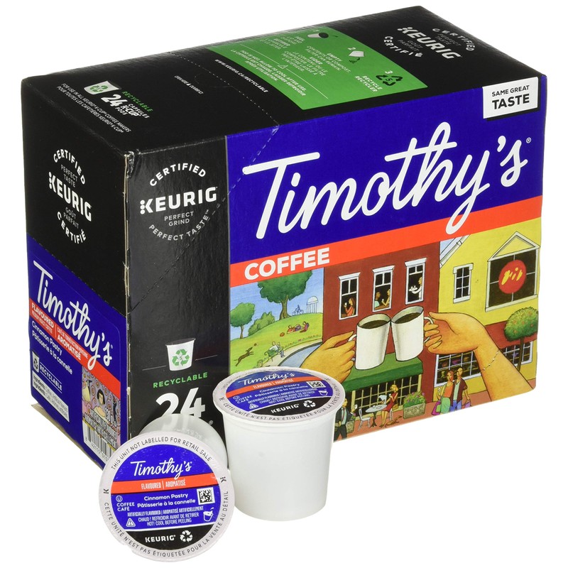 Timothy's World Coffee Cinnamon Pastry K-cup for Keurig Brewers, 24